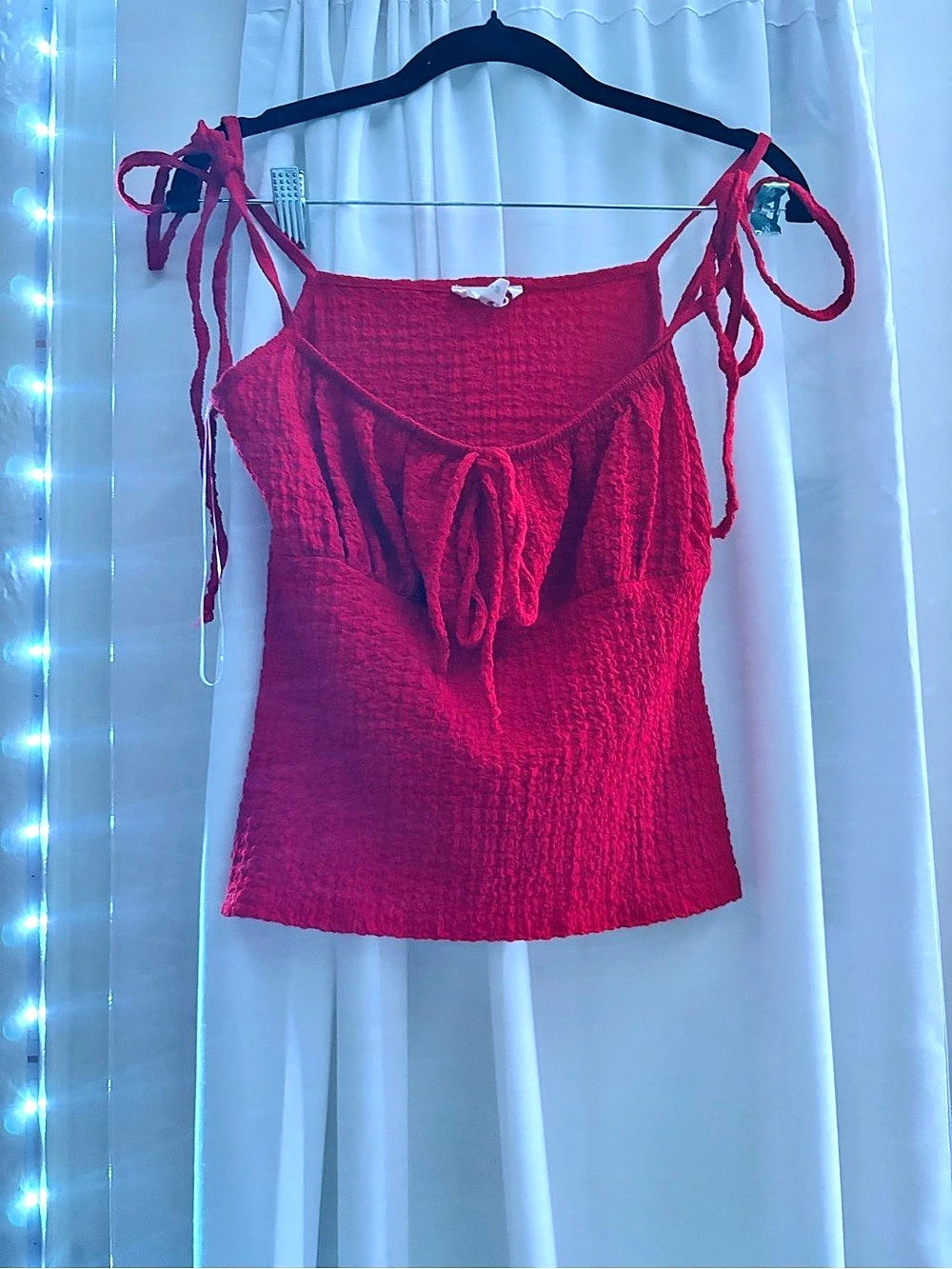 See You Monday Tie-Front Camisole in Red Size Small Like New
